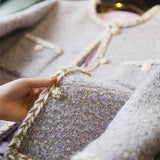 Small Fragrant European Women's Clothing Lavender Purple Coarse Flowers, The Shirt Coat Coat Women Composite Autumn And Winter Short Children