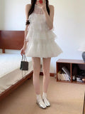 Korean Summer Wear A Set Of Gentle Sweet White Lace Sleeveless Vest Pony Short Skirt Two Sets