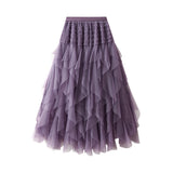 2025 Net Yarn Age-Dung Fashion Thin Super Fairy Ponp Skirt Irregular Skirt Cake Skirt D0895