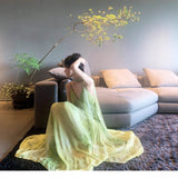 Seaside Holiday Wind Niche Chic Tie-Dye Dress Women Summer Green Fresh Temperament Dress Dress
