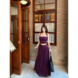 Korean Pure Hot Babes Style Chest T-Shirt Top Women 2026 Summer New Slim Slim Temperament Long Dress Suit