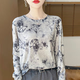 Lyselle Tians 2026 Spring And Summer Ms. Tie-Dye Short Leisure Collar Long-Sleeved Bottoming Shirt Try To Catch Up Jacket