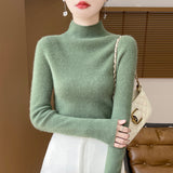 Wool Blended 2026 Autumn And Winter New Women's First-Line Ready-Up Seamless Half-High-Neck Short-Dressed Knitted Bottom Shirt