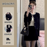 Set Of Women 2025 Spring New Hepburn Small Fragrant Temperament Short Coat High Waist Half Skirt