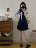 College Style Temperament Hit The Striped Dress Women's Dress 2026 Summer New Beautiful Film To Reduce The Age Of 100 Folds Skirt