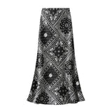 Vintage Hong Kong Style Half-Dress Dress 2025 Summer New Printing High-Waisted Thin Temperament Long Dress 9939