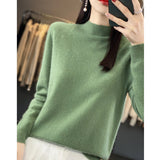 Wool Blending 2026 Autumn And Winter New Women's First-Line Ready-Up Seamless Half-High Collar Soft-Knitted Bottom Sweater