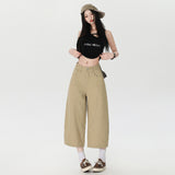 Vintage Loose Broad Legs Hanging Seven-Point Pants 2025 Spring And Summer New Thin Straight Jeans Women