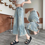 Hole-Breaking Jeans Women's Summer 2025 Small Seven-Point Trousers Loose Banana Pants Thighs Eight Straight Leg Trousers