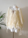 POSHOP Spring Confession Vintage Ancient Lace Bud Dress With Thin Summer Shawl Two Sets