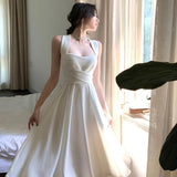 White Cross-Banded Sling Dress Women's Summer 2026 New Temperament Gentle Wind To Show Thin Neck Dress