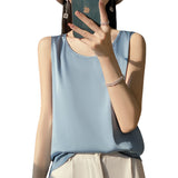Silk Satin 2026 Spring And Summer New Women's Jacket Short Top Sleeveless Vest Necker Sling Sling Inside