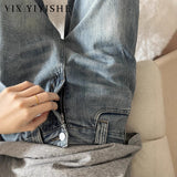 Vintage Wide-Legged Jeans Women's New High-Waist Design In Fall 2025 Loose Straight Scimits-On Pants