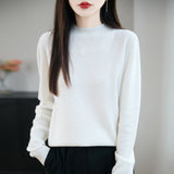 Line Ready-Upled Wool Blending 2026 Autumn And Winter New Women's Short Dress Half High-Neck Solid Color Bottom Top Knitting Shirt
