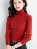 Fine Wool 2026 Autumn And Winter New Women's Body Stacked Elastic Solid Color Short Knitted Bottom Sweater