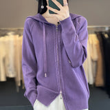 Wool Blended 2026 Autumn And Winter New Women's Short Zipper Open-Shirt Loose Large Knitted Hoodie