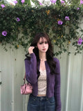 Pure Lust Temperament Thin Knitted Cardigan Girl Autumn Slim Coat Top Babes Broken Flowers Hanging Two Sets