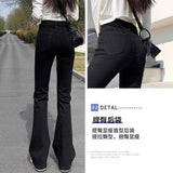 Black High-Waisted Micro-Horn Jeans Women's Autumn 2025 Thin New Burst Spring And Autumn Women's Horseshoe Pants