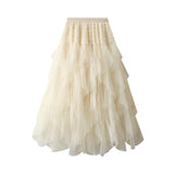 2025 Net Yarn Age-Dung Fashion Thin Super Fairy Ponp Skirt Irregular Skirt Cake Skirt D0895
