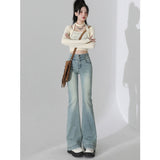 High-Waisted Micro-Horn Jeans Women 2025 Autumn And Winter Light Blue Elastic Display Skinny Small Horn Pants