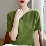 Wool Blended 2026 Autumn And Winter New Women's First-Line Ready-Upled Collar Collar Short-Sleeved Knitted T-Shirt