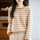 100% Pure Wool 2026 Autumn And Winter New Women's Loose Round-Collar Collar Short Top Bottom Knitted Sweater