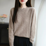 A Line Of Ready-Up Clothing Wool Blended 2026 Autumn And Winter New Women Loose Round Collared Collared Twisted Flower Inside The Bottom Knitting Shirt