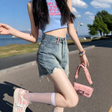 Hairy Denim Shorts Girl 2025 Summer New High-Rise Slim Retroa Character Hot Pants