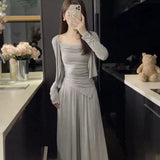 Lazy Temperament Set Spice Girl With Sunscreen Shang-Lao Shirt Women's Summer New High Waist Casual Dresses
