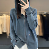 Wool Blended 2026 Autumn And Winter New Women's Short Zipper Open-Shirt Loose Large Knitted Hoodie