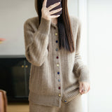 100% Pure Wool 2026 Autumn And Winter New Women's Loose Hooded Thick-Sling Knitted Sweater Jacket