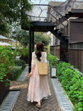 French Romantic Lace Spliced Pink Sling Dress Woman 2025 Summer New Sunscreen Cardigan Two Sets
