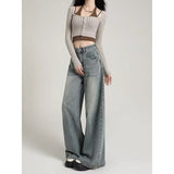 Vintage Old Jeans Women Spring And Autumn Large-Size Pear-Shaped Figure Hanging High-Rise Loose Thin Leg Pants