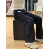 Black Narrow-Legged Jeans Women's New Velvet Pear-Shaped Body Loose Straight Trousers In Autumn And Winter 2025