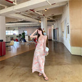 2026 Summer New Lotus Leaf Side Small Flying Sleeve Pink Broken Flower Dress Female French Seaside Holiday Dress