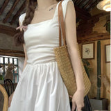 2026 Net Red Han Tling Rope Tie Vest Dress Woman Slim High Waist Temperament Solid Color Dress