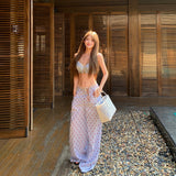 Island Holiday Hot Girl Bikini Wearing A Female Summer Pure Desire Sling Dress Blue Broad Leg Pants Feel Two Sets