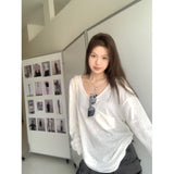 White Thin Sun Protection Shirt Long-Sleeved T-Shirt Girls Summer Lazy Wind Dancing Inside The Bottom Shirt Loose Top