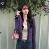 Pure Lust Temperament Thin Knitted Cardigan Girl Autumn Slim Coat Top Babes Broken Flowers Hanging Two Sets
