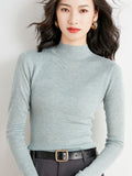 Fine-Woven Wool 2026 Autumn And Winter New Lady Body Half-High-Neck Solid Color Jersey Sweater
