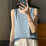 Silk Satin 2026 Spring And Summer New Women's Jacket Short Top Sleeveless Vest Necker Sling Sling Inside