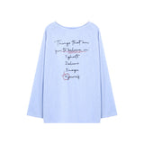 Relaxing Feeling Lazy Style Thin Blue Long-Sleeved T-Shirt Women's Summer Sun Protection Shirt Simple Loose Top