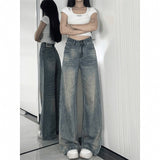 Vintage Straight Jeans Women Summer New Fat Sister Mm High-Rise Loose Thin Lazy Broad Leg Pants