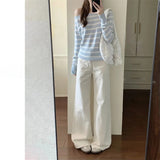 White Broad-Legged Jeans Women's New Spring 2026 High-Rise Thin Loose Small High-Hanging Straight Pants