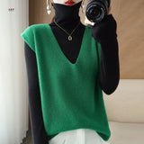 Wool Blending 2026 Autumn And Winter New Women's Loose V-Neck Short Solid Color Jacket Knitted Shoulder Vest