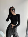 Simple Body Solid Color Set Bottom Shirt Women's Spring And Autumn Round Collar Long-Sleeved T-Shirt