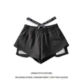 High-Rise Shorts Women Summer Hot Girls Tight Waist Label Loose Broad Legs Leisure Hot Pants Tide